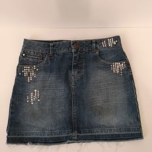 Limited Too Sequin Blue Denim Skirt Shorts sz 14 R